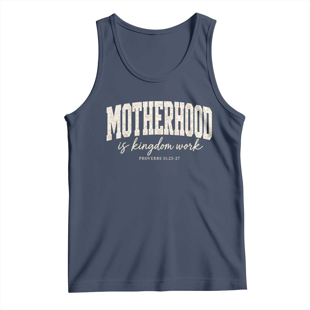 Motherhood Is Kingdom Work Tank Top Cute Christian Mom Mothers Day Floral Jesus TS10 Navy Print Your Wear