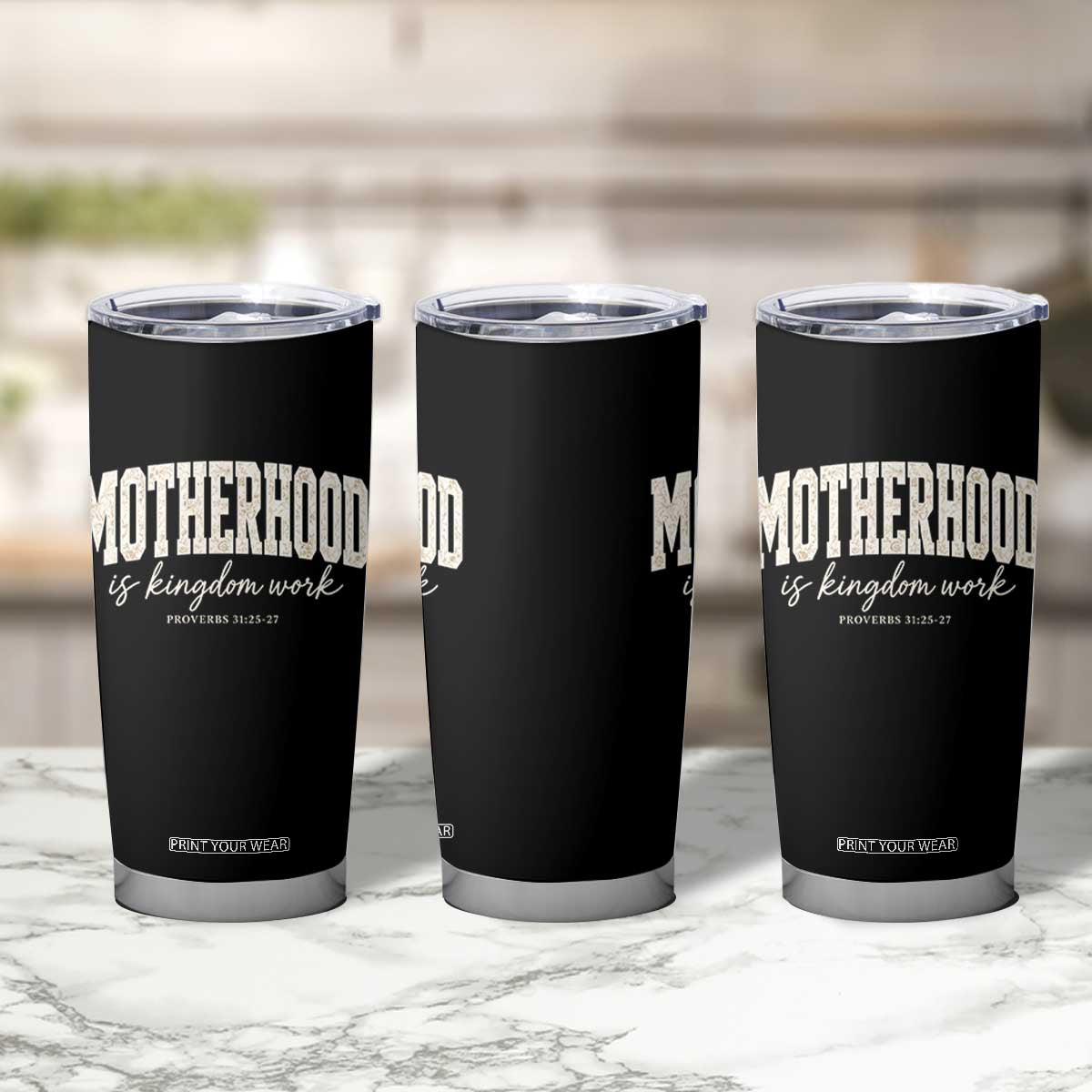 Motherhood Is Kingdom Work Tumbler Cup Cute Christian Mom Mothers Day Floral Jesus TS10 Print Your Wear