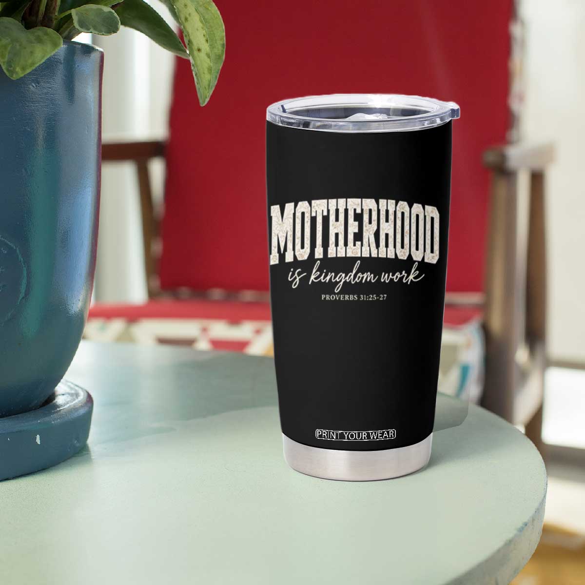 Motherhood Is Kingdom Work Tumbler Cup Cute Christian Mom Mothers Day Floral Jesus TS10 Print Your Wear