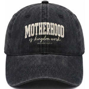 Motherhood Is Kingdom Work Washed Cotton Baseball Cap Cute Christian Mom Mothers Day Floral Jesus TS10 Print Your Wear