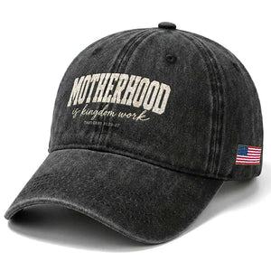 Motherhood Is Kingdom Work Washed Cotton Baseball Cap Cute Christian Mom Mothers Day Floral Jesus TS10 Print Your Wear
