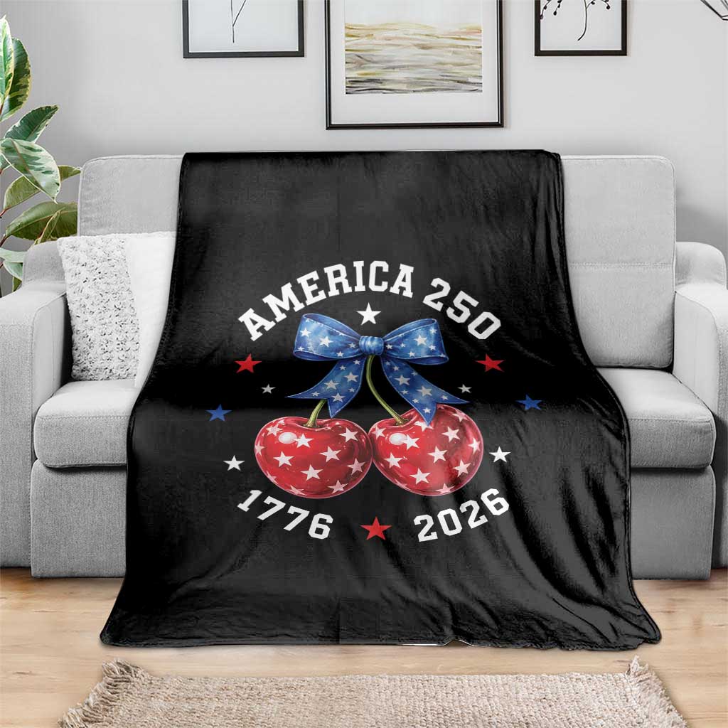 250 Anniversary USA Throw Blanket Cherry Coquette Bow 4th Of July 1776 2026 250th Birthday TS10 Print Your Wear