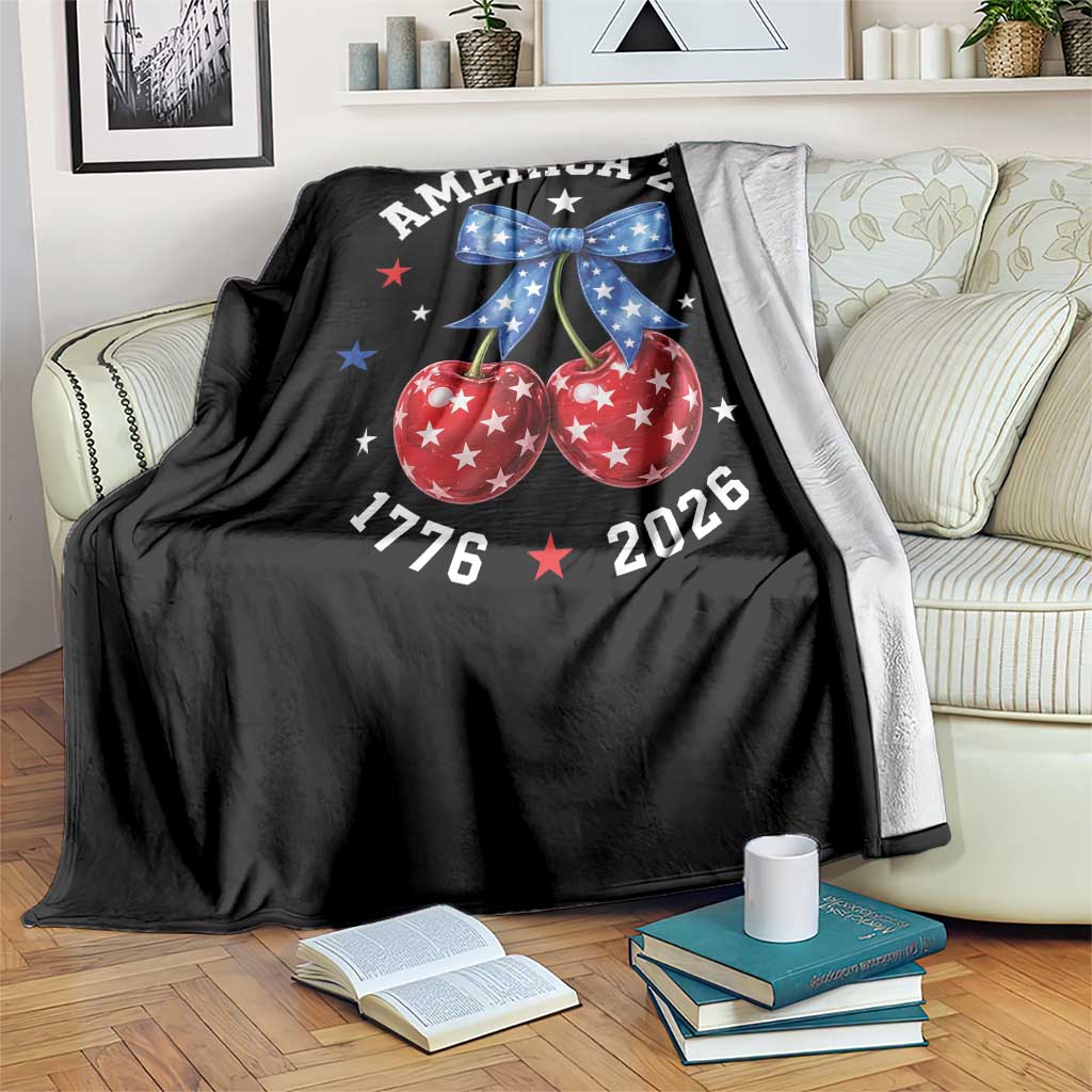 250 Anniversary USA Throw Blanket Cherry Coquette Bow 4th Of July 1776 2026 250th Birthday TS10 Print Your Wear