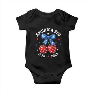 250 Anniversary USA Baby Onesie Cherry Coquette Bow 4th Of July 1776 2026 250th Birthday TS10 Black Print Your Wear