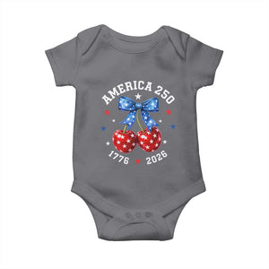 250 Anniversary USA Baby Onesie Cherry Coquette Bow 4th Of July 1776 2026 250th Birthday TS10 Charcoal Print Your Wear