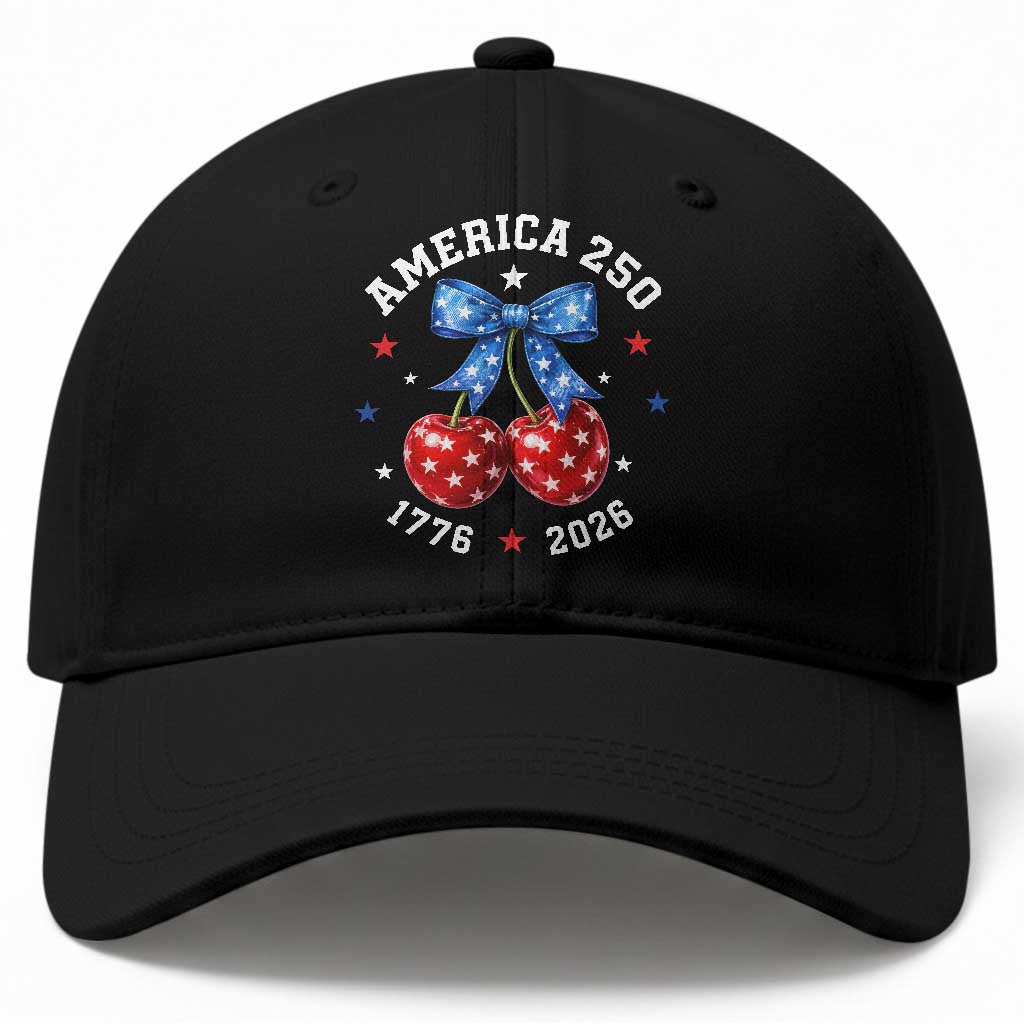 250 Anniversary USA Baseball Cap Cherry Coquette Bow 4th Of July 1776 2026 250th Birthday TS10 Print Your Wear