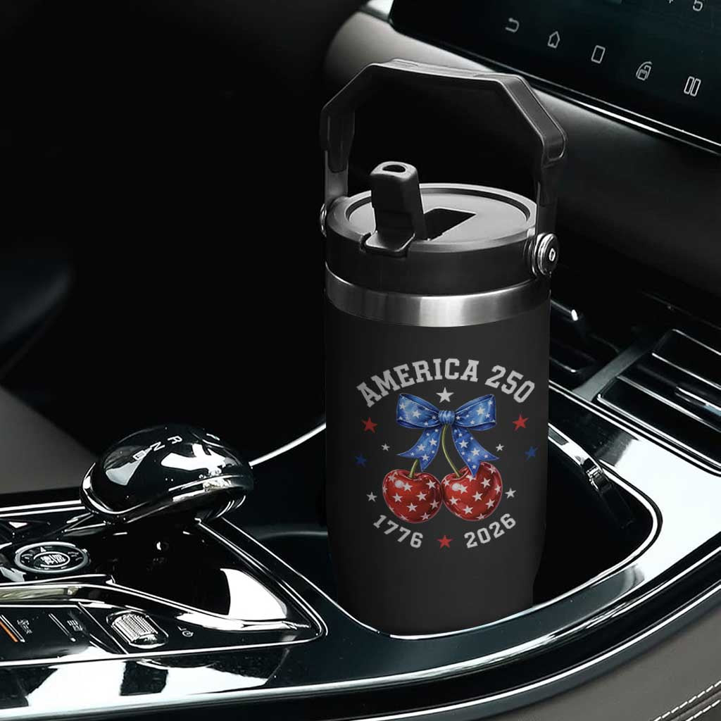 250 Anniversary USA Flip Straw Tumbler Cherry Coquette Bow 4th Of July 1776 2026 250th Birthday TS10 Print Your Wear