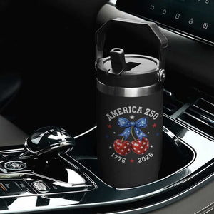 250 Anniversary USA Flip Straw Tumbler Cherry Coquette Bow 4th Of July 1776 2026 250th Birthday TS10 Print Your Wear