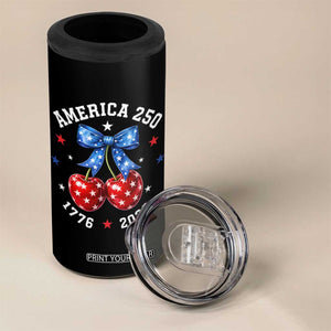 250 Anniversary USA 4 in 1 Can Cooler Tumbler Cherry Coquette Bow 4th Of July 1776 2026 250th Birthday TS10 Print Your Wear