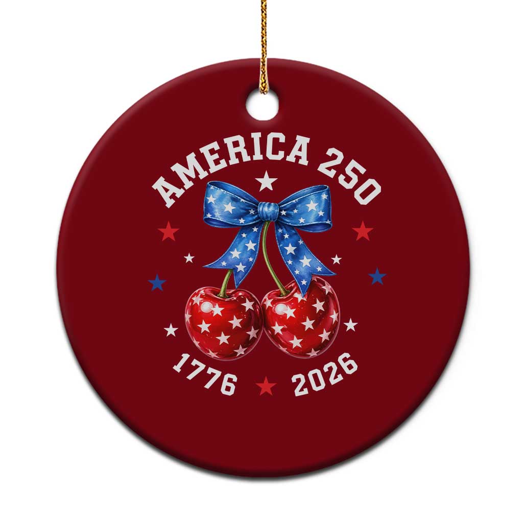 250 Anniversary USA Ceramic Ornament Cherry Coquette Bow 4th Of July 1776 2026 250th Birthday TS10 1pc Red Print Your Wear