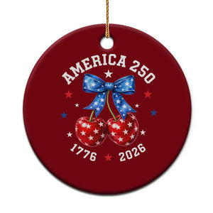 250 Anniversary USA Ceramic Ornament Cherry Coquette Bow 4th Of July 1776 2026 250th Birthday TS10 1pc Red Print Your Wear