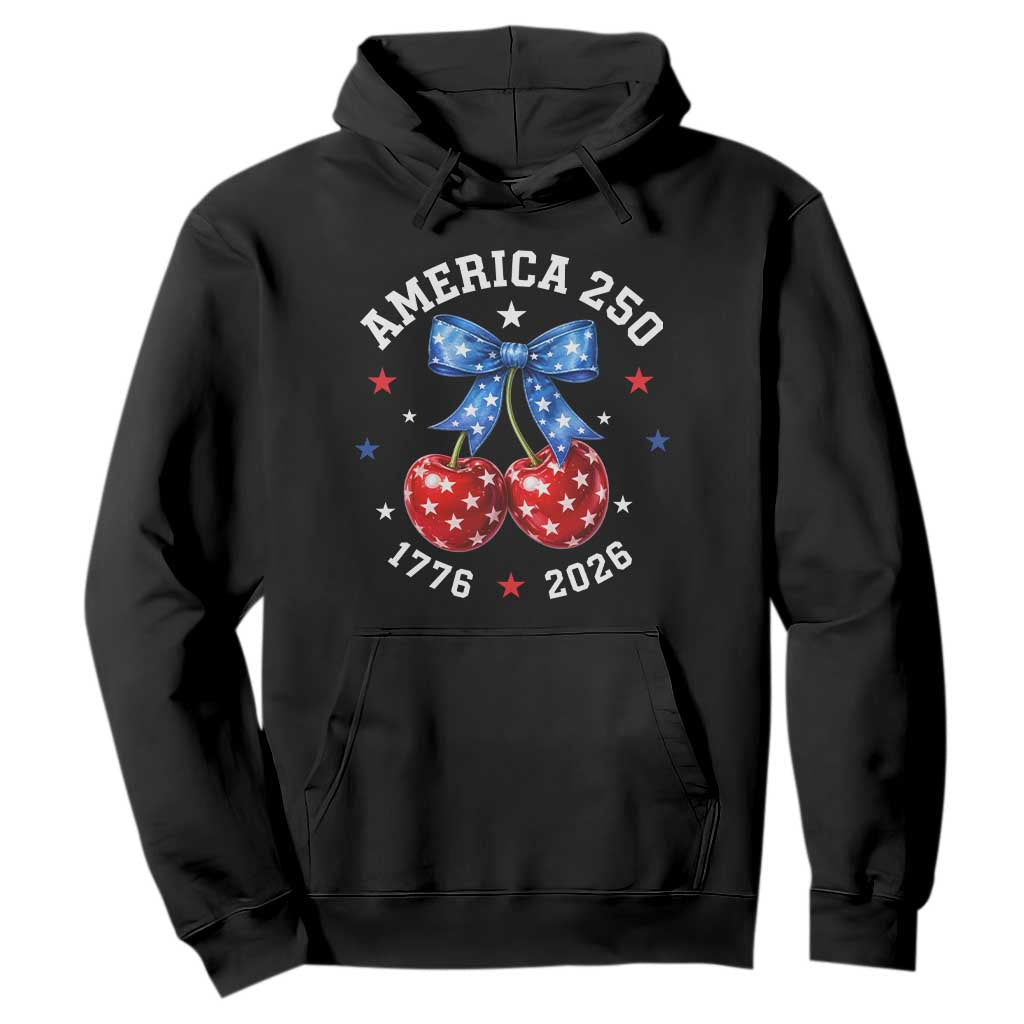 250 Anniversary USA Hoodie Cherry Coquette Bow 4th Of July 1776 2026 250th Birthday TS10 Black Print Your Wear