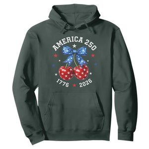 250 Anniversary USA Hoodie Cherry Coquette Bow 4th Of July 1776 2026 250th Birthday TS10 Dark Forest Green Print Your Wear