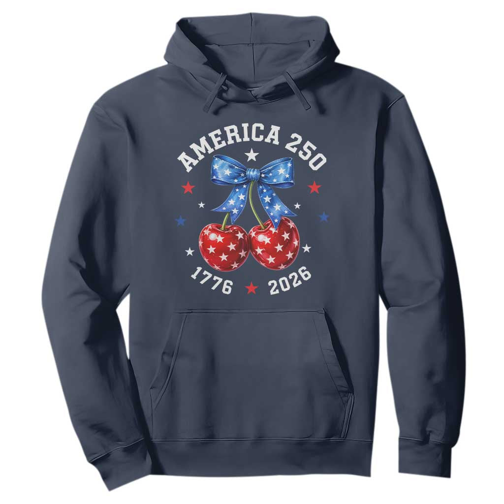 250 Anniversary USA Hoodie Cherry Coquette Bow 4th Of July 1776 2026 250th Birthday TS10 Navy Print Your Wear