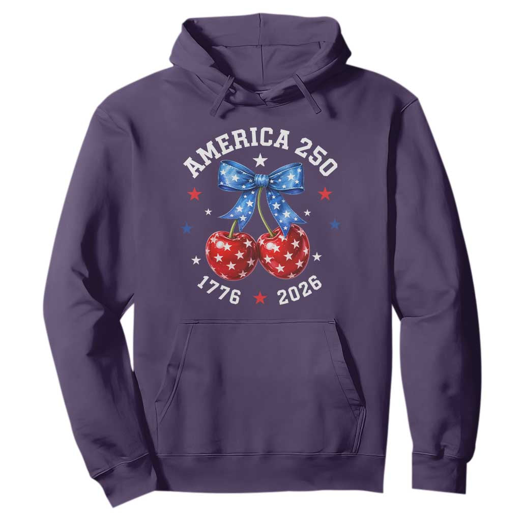 250 Anniversary USA Hoodie Cherry Coquette Bow 4th Of July 1776 2026 250th Birthday TS10 Purple Print Your Wear