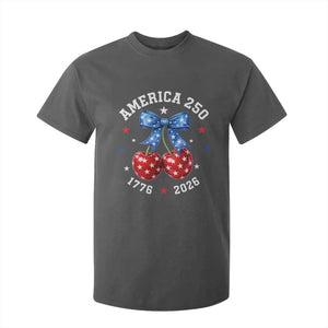 250 Anniversary USA T Shirt For Kid Cherry Coquette Bow 4th Of July 1776 2026 250th Birthday TS10 Dark Heather Print Your Wear