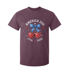 250 Anniversary USA T Shirt For Kid Cherry Coquette Bow 4th Of July 1776 2026 250th Birthday TS10 Maroon Print Your Wear