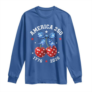 250 Anniversary USA Long Sleeve Shirt Cherry Coquette Bow 4th Of July 1776 2026 250th Birthday TS10 Royal Blue Print Your Wear