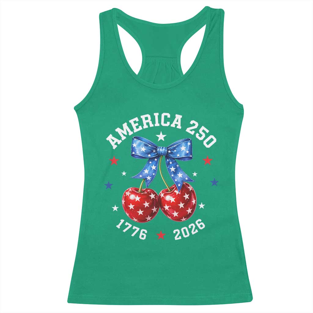 250 Anniversary USA Racerback Tank Top Cherry Coquette Bow 4th Of July 1776 2026 250th Birthday TS10 Irish Green Print Your Wear