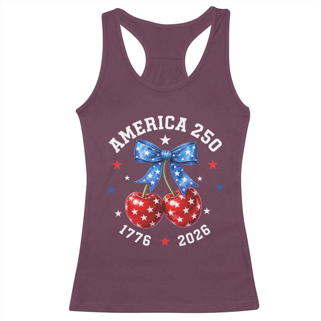 250 Anniversary USA Racerback Tank Top Cherry Coquette Bow 4th Of July 1776 2026 250th Birthday TS10 Maroon Print Your Wear