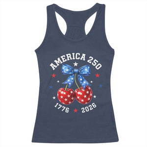 250 Anniversary USA Racerback Tank Top Cherry Coquette Bow 4th Of July 1776 2026 250th Birthday TS10 Navy Print Your Wear