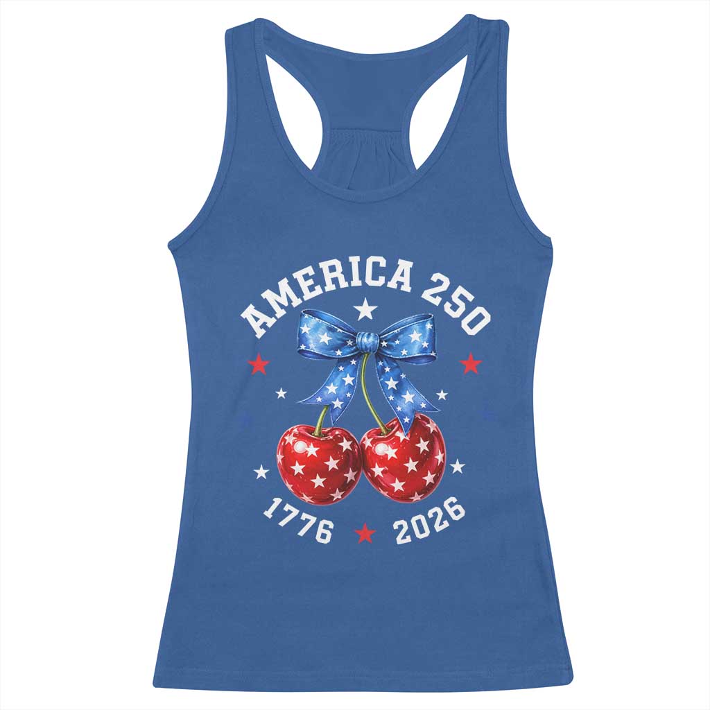 250 Anniversary USA Racerback Tank Top Cherry Coquette Bow 4th Of July 1776 2026 250th Birthday TS10 Royal Blue Print Your Wear