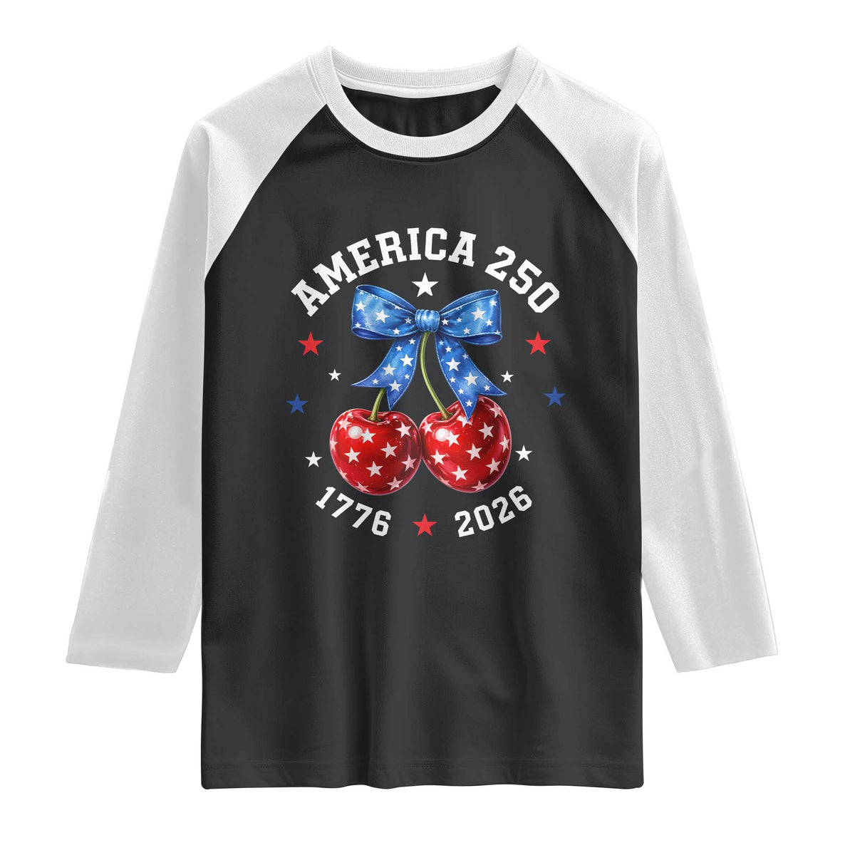 250 Anniversary USA Raglan Shirt Cherry Coquette Bow 4th Of July 1776 2026 250th Birthday TS10 Black White Print Your Wear