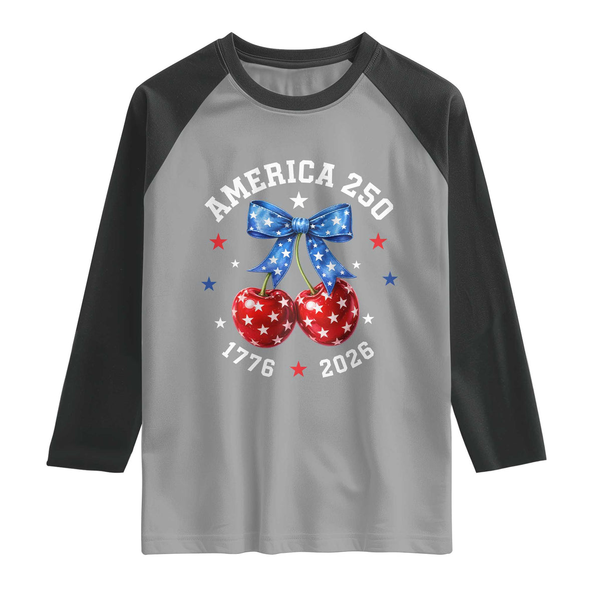 250 Anniversary USA Raglan Shirt Cherry Coquette Bow 4th Of July 1776 2026 250th Birthday TS10 Sport Gray Black Print Your Wear