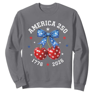 250 Anniversary USA Sweatshirt Cherry Coquette Bow 4th Of July 1776 2026 250th Birthday TS10 Charcoal Print Your Wear