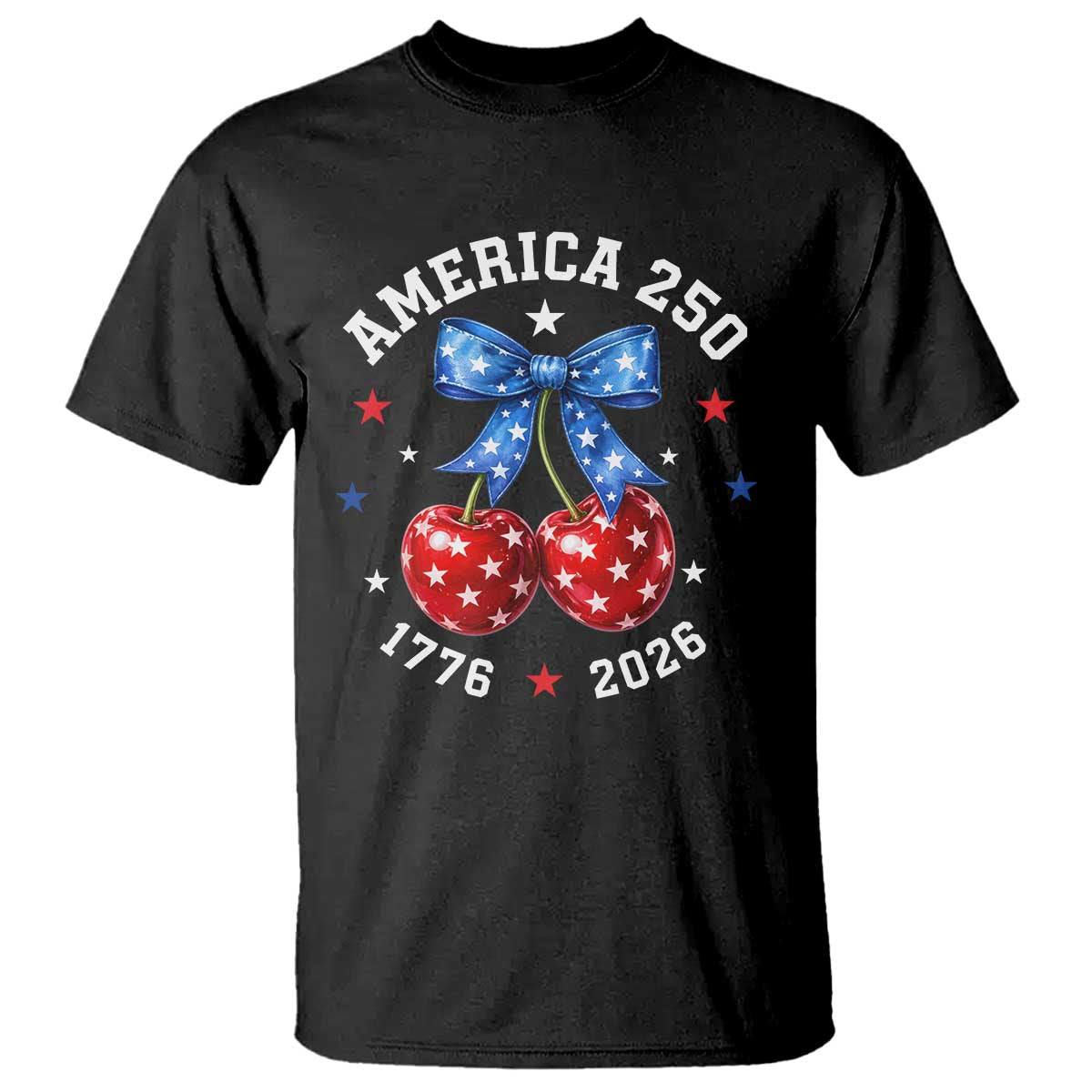 250 Anniversary USA T Shirt Cherry Coquette Bow 4th Of July 1776 2026 250th Birthday TS10 Black Print Your Wear