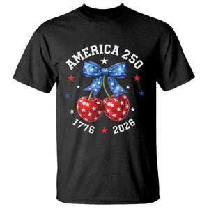 250 Anniversary USA T Shirt Cherry Coquette Bow 4th Of July 1776 2026 250th Birthday TS10 Black Print Your Wear