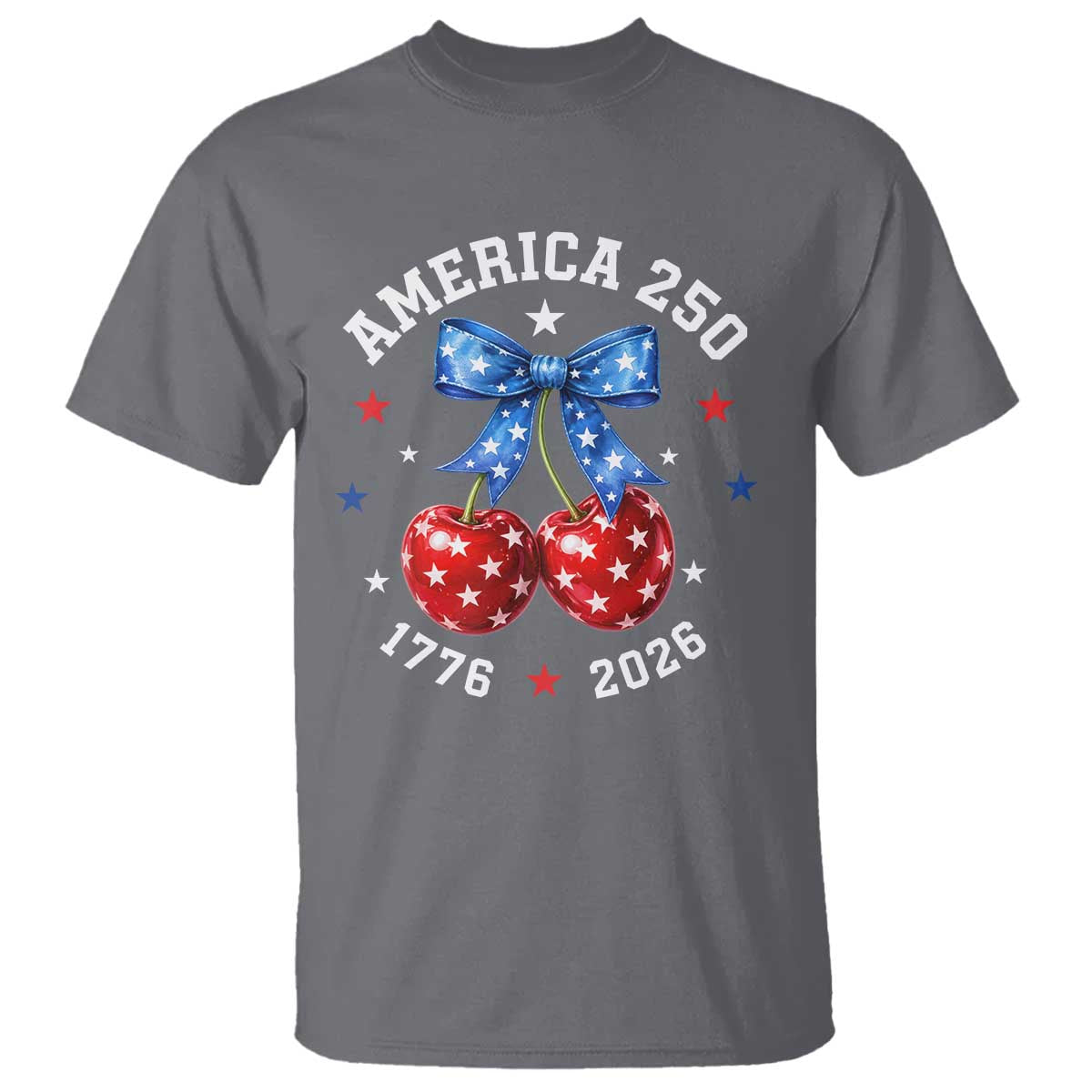 250 Anniversary USA T Shirt Cherry Coquette Bow 4th Of July 1776 2026 250th Birthday TS10 Charcoal Print Your Wear