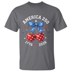 250 Anniversary USA T Shirt Cherry Coquette Bow 4th Of July 1776 2026 250th Birthday TS10 Charcoal Print Your Wear
