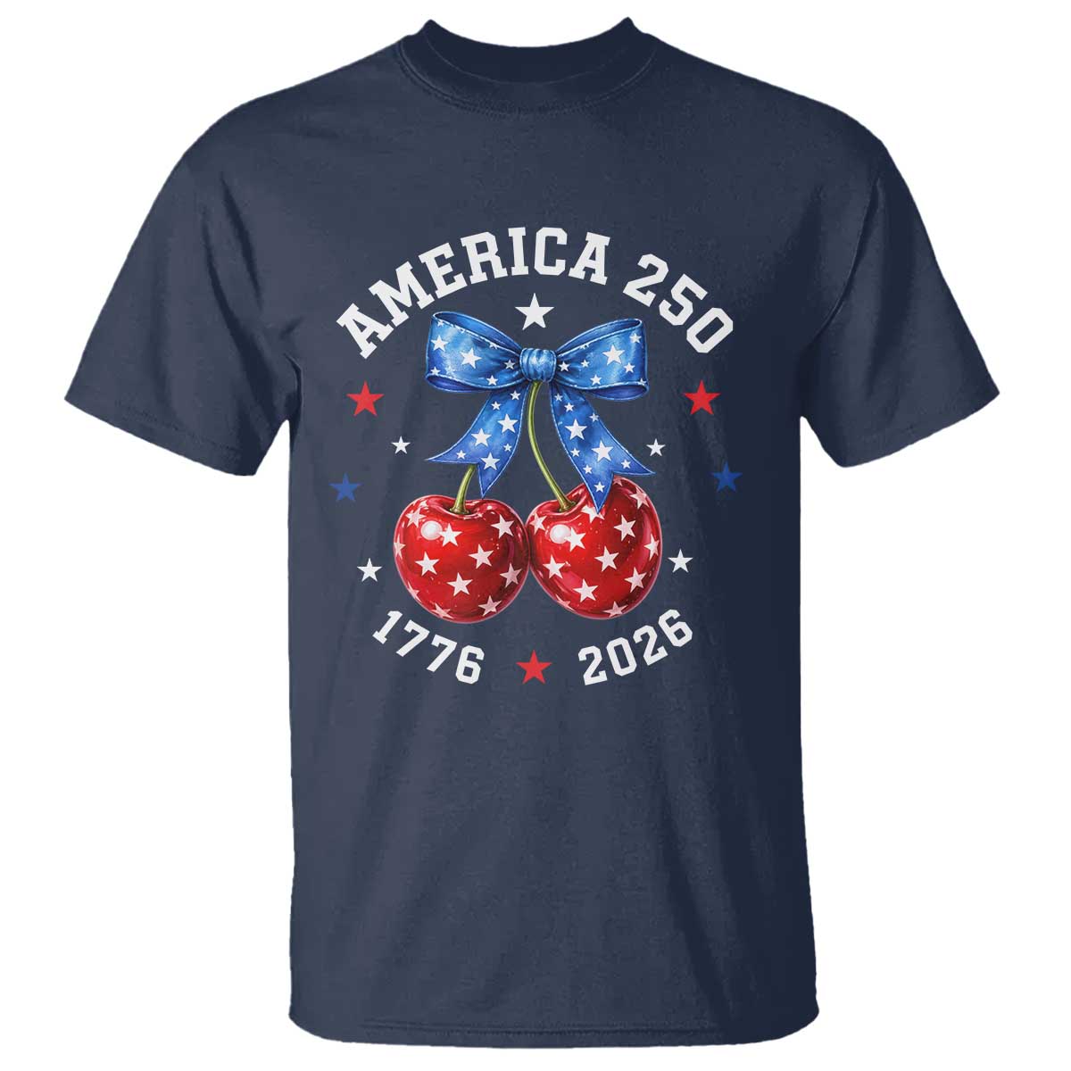 250 Anniversary USA T Shirt Cherry Coquette Bow 4th Of July 1776 2026 250th Birthday TS10 Navy Print Your Wear