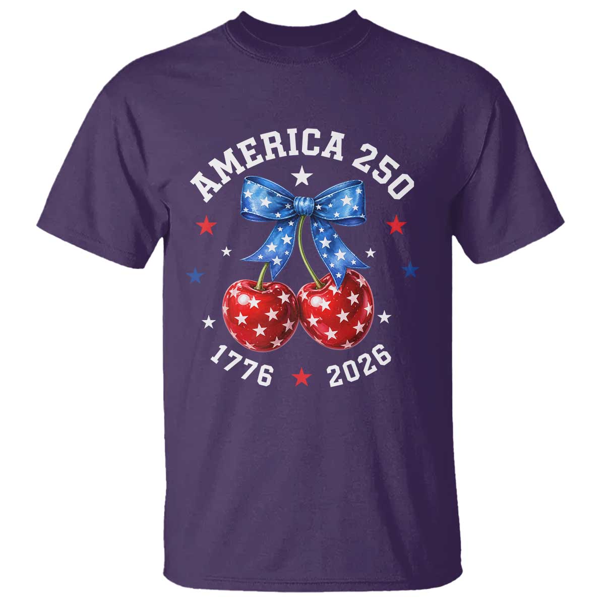 250 Anniversary USA T Shirt Cherry Coquette Bow 4th Of July 1776 2026 250th Birthday TS10 Purple Print Your Wear
