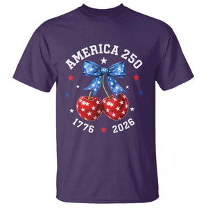 250 Anniversary USA T Shirt Cherry Coquette Bow 4th Of July 1776 2026 250th Birthday TS10 Purple Print Your Wear