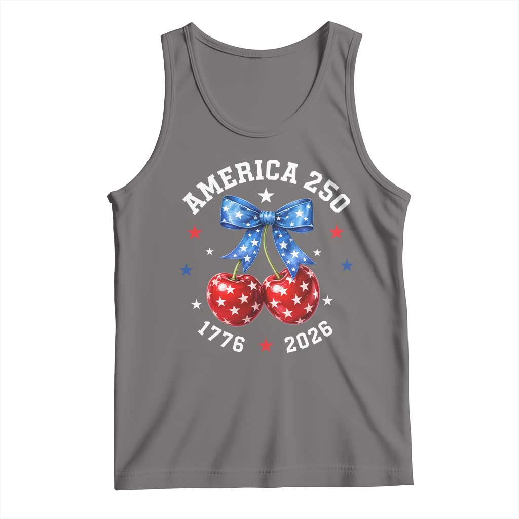250 Anniversary USA Tank Top Cherry Coquette Bow 4th Of July 1776 2026 250th Birthday TS10 Deep Heather Print Your Wear