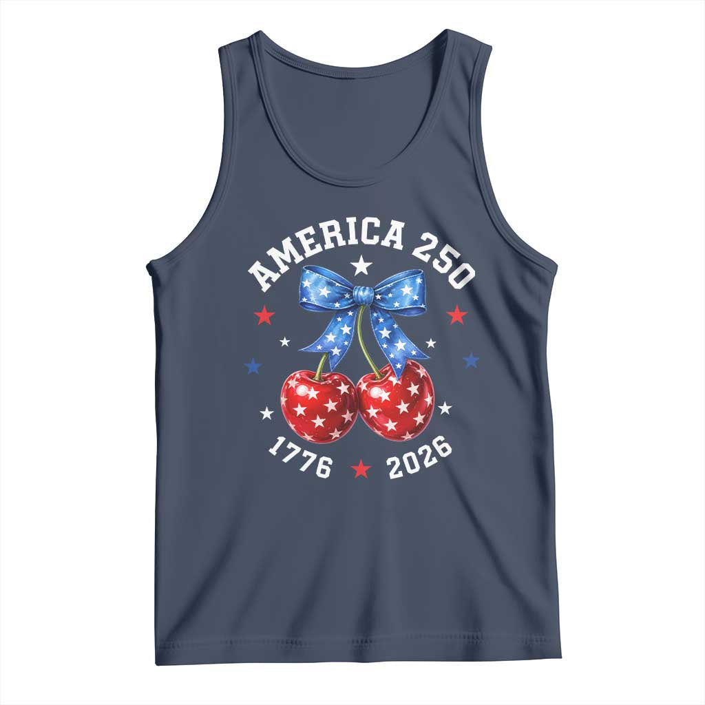 250 Anniversary USA Tank Top Cherry Coquette Bow 4th Of July 1776 2026 250th Birthday TS10 Navy Print Your Wear
