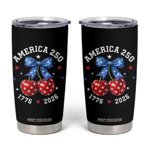 250 Anniversary USA Tumbler Cup Cherry Coquette Bow 4th Of July 1776 2026 250th Birthday TS10 Black Print Your Wear