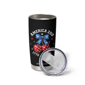 250 Anniversary USA Tumbler Cup Cherry Coquette Bow 4th Of July 1776 2026 250th Birthday TS10 Print Your Wear