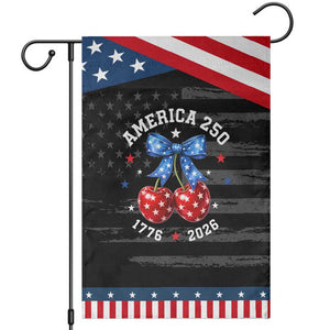 250 Anniversary USA Patriotic Garden Flag Cherry Coquette Bow 4th Of July 1776 2026 250th Birthday TS10 Distressed Black Blue Print Your Wear