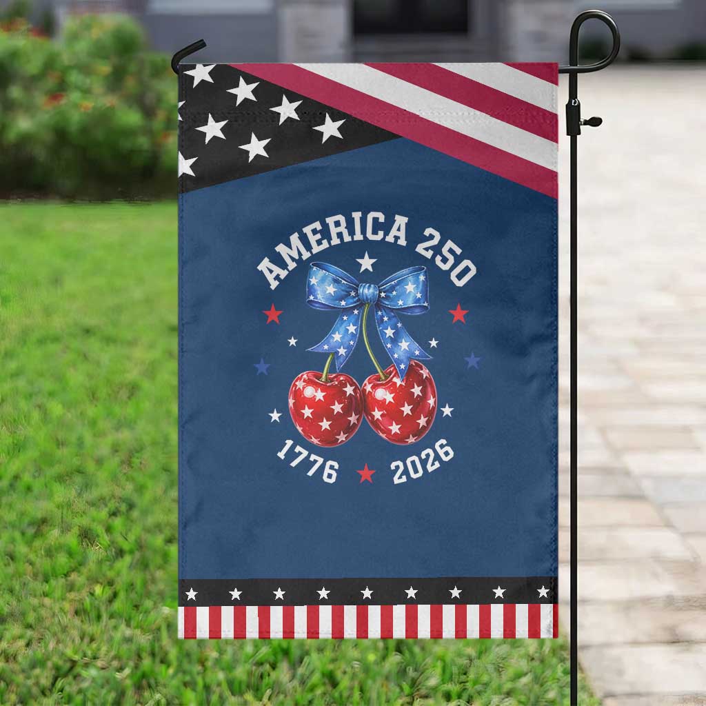 250 Anniversary USA Patriotic Garden Flag Cherry Coquette Bow 4th Of July 1776 2026 250th Birthday TS10 Classic Blue Black Print Your Wear