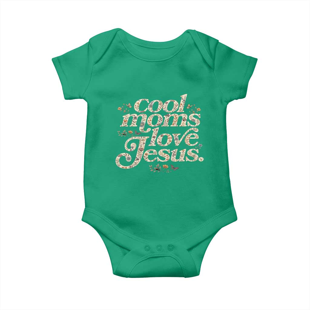 Cool Moms Love Jesus Baby Onesie Vintage Floral Boho Wildflower Christian Mama Mothers Day TS10 Irish Green Print Your Wear