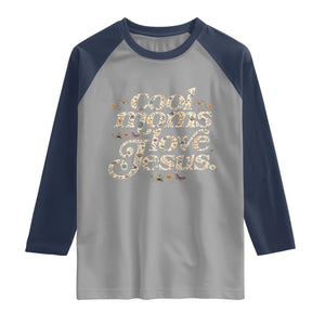 Cool Moms Love Jesus Raglan Shirt Vintage Floral Boho Wildflower Christian Mama Mothers Day TS10 Sport Gray Navy Print Your Wear
