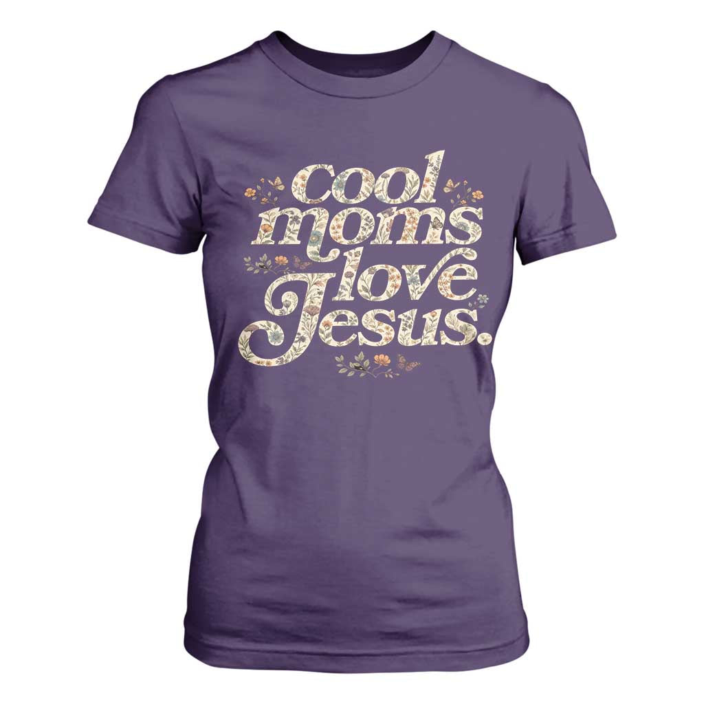 Cool Moms Love Jesus T Shirt For Women Vintage Floral Boho Wildflower Christian Mama Mothers Day TS10 Purple Print Your Wear