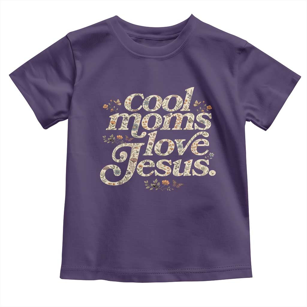 Cool Moms Love Jesus Toddler T Shirt Vintage Floral Boho Wildflower Christian Mama Mothers Day TS10 Purple Print Your Wear