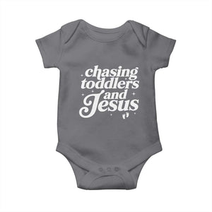 Christian Mom Baby Onesie Chasing Jesus And Toddlers TS10 Charcoal Print Your Wear