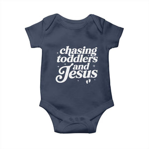 Christian Mom Baby Onesie Chasing Jesus And Toddlers TS10 Navy Print Your Wear