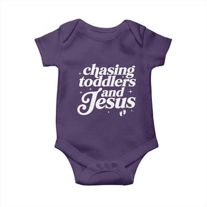 Christian Mom Baby Onesie Chasing Jesus And Toddlers TS10 Purple Print Your Wear