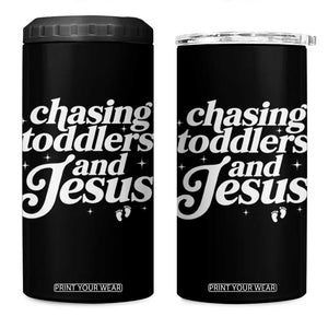 Christian Mom 4 in 1 Can Cooler Tumbler Chasing Jesus And Toddlers TS10 One Size: 16 oz Black Print Your Wear